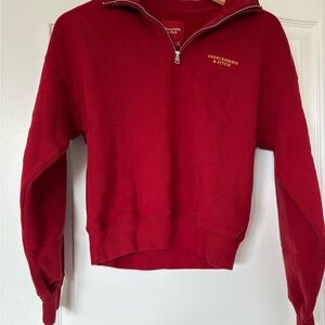 Abercrombie & Fitch Women’s Zip-Up Red Sweater